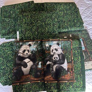 Panda Bears Bamboo Window Curtains Drapery Tiebacks Valances Animals Bedroom